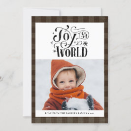 ブラウンモダンバッファロープレイドおもしろいスクリプトシンプル シーズンカード