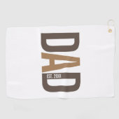 ブラウンモダンパパパーソナライズされた設立 ゴルフタオル (横)