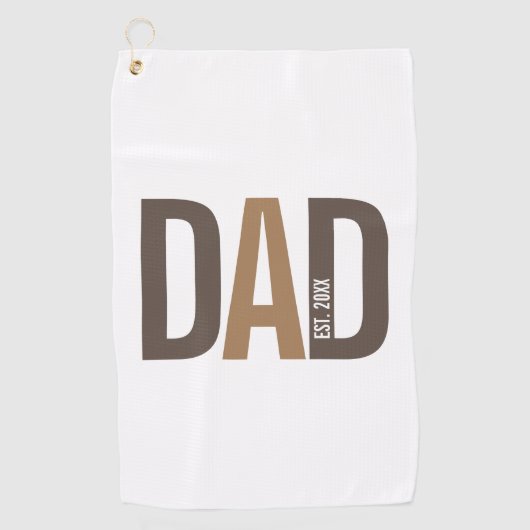 ブラウンモダンパパパーソナライズされた設立 ゴルフタオル (正面)
