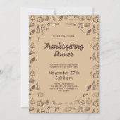 ブラウンモダンパンプキ離れン感謝祭ディナー 招待状 (正面)