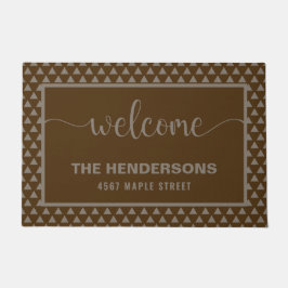 ブラウンモダンパーソナライズされたファミリー名へようこそ ドアマット