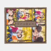 ブラウンモダンファミリー5フォトコラージュテンプレート フリースブランケット (正面(横))
