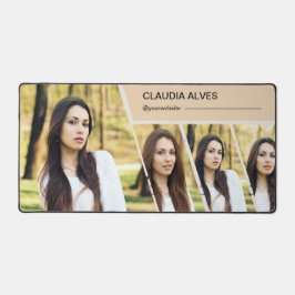 ブラウンモダンフォトコラージデスクマット デスクマット