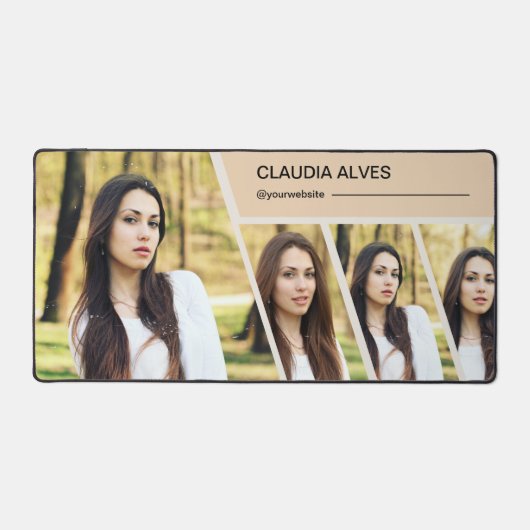 ブラウンモダンフォトコラージデスクマット デスクマット (正面)