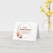ブラウンモダンフローラハッピーアニバーサリーカード カード (黄色い花)