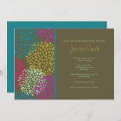 ブラウンモダンフローラブライダルシャワー招待状 招待状 (正面/裏面)