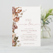 ブラウンモダンフローラ秋インラブブライダルシャワー 招待状 (スタンド正面)