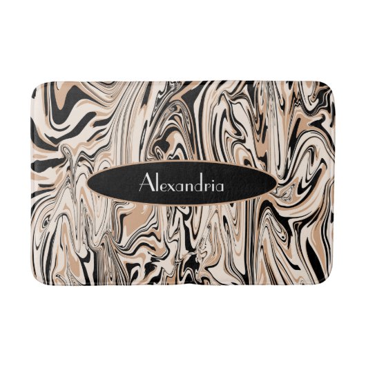 ブラウンモダンブラックウォーターの色を個人用に設定スタイリッシュする バスマット (正面)