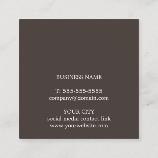 ブラウンモダンプリエレガントントクラフトコンサルタント スクエア名刺 (裏面)