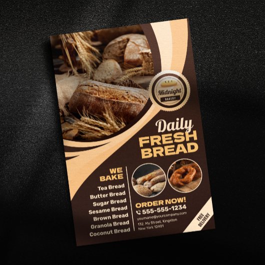 ブラウンモダンベーカリーパン店ベーキングケータリング チラシ