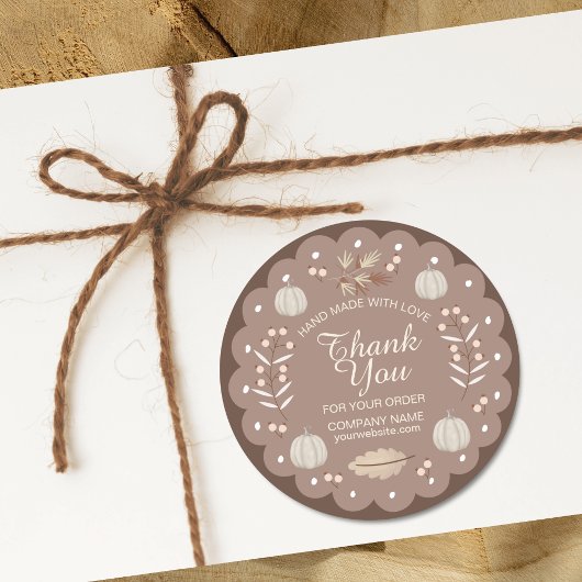 ブラウンモダンベージュパンプキンスパイス秋秋 ラウンドシール