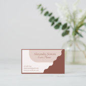 ブラウンモダンベージュボホレトロ名刺 名刺 (スタンド正面)