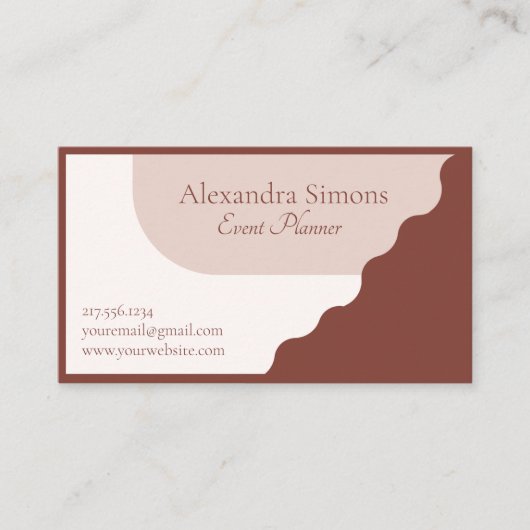 ブラウンモダンベージュボホレトロ名刺 名刺 (正面)