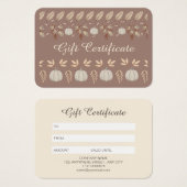 ブラウンモダンベージュ秋パンプキンスパイスギフトカード (正面&裏面)