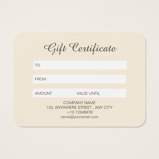 ブラウンモダンベージュ秋パンプキンスパイスギフトカード (裏面)