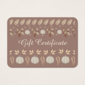 ブラウンモダンベージュ秋パンプキンスパイスギフトカード (正面)