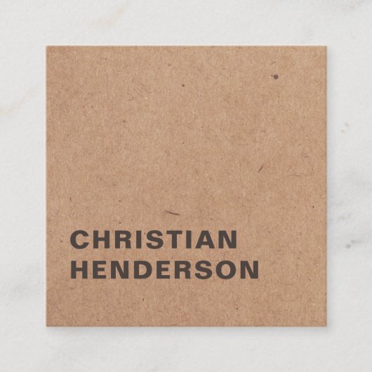 ブラウンモダンホワエレガントイトクラフト紙コンサルタント スクエア名刺 (正面)
