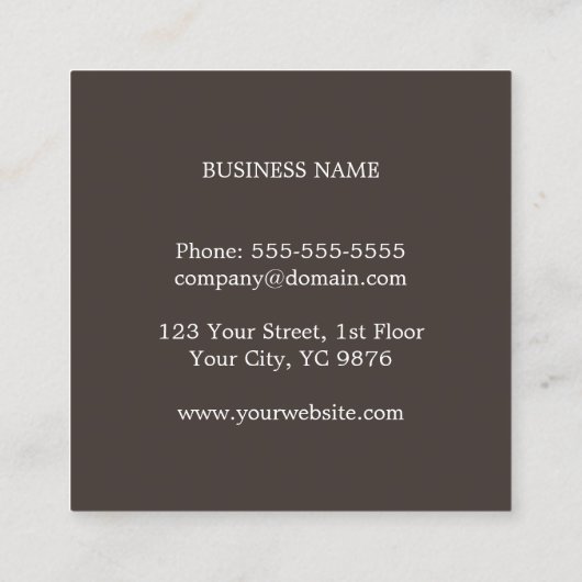 ブラウンモダンホワエレガントイトクラフト紙コンサルタント スクエア名刺 (裏面)