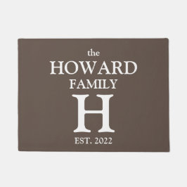 ブラウンモダンモノグラム名ニューリュウズスタイリッシュ ドアマット