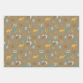 ブラウンモダンラマダンEid Mubarakハッピーイード ラッピングペーパーシート (正面)