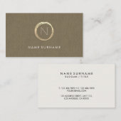 ブラウンモダンリクラシックネン金ゴールドモエレガントノグラム 名刺 (正面/裏面)