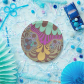 ブラウンモダンレインボー ペーパープレート (パーティー)