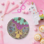 ブラウンモダンレインボー ペーパープレート (パーティー)