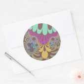 ブラウンモダンレインボー ラウンドシール (封筒)