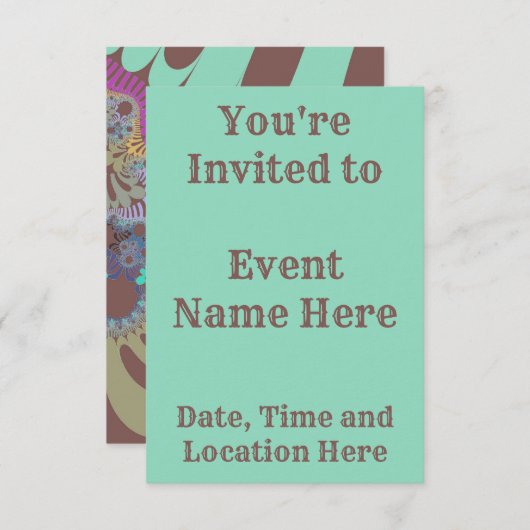 ブラウンモダンレインボー 招待状 (正面/裏面)