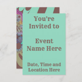 ブラウンモダンレインボー 招待状