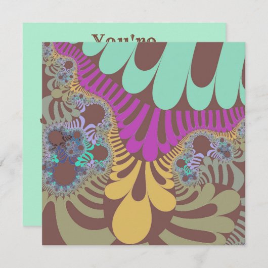 ブラウンモダンレインボー 招待状 (正面/裏面)