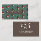 ブラウンモダンレッド桜さくらんぼフラズモンキー 名刺 (正面/裏面)