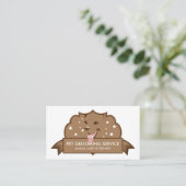 ブラウンモダンレトロ犬 名刺 (スタンド正面)