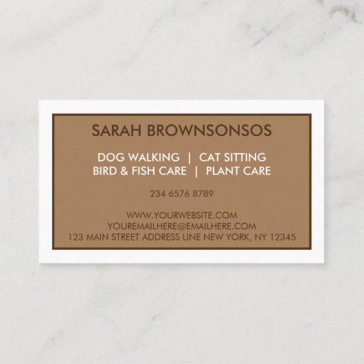 ブラウンモダンレトロ犬 名刺 (裏面)