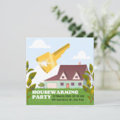 ブラウンモダン引っ越し祝いパーティーパーティの招待状 招待状 (スタンド正面)