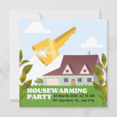 ブラウンモダン引っ越し祝いパーティーパーティの招待状 招待状 (正面)