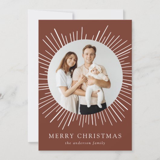 ブラウンモダン日が差すことメリークリスマス2写真 シーズンカード (正面)