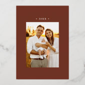 ブラウンモダン日が差すことメリークリスマス2写真 箔シーズンカード (裏面)