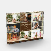 ブラウンモダン祖父母の記念写真贈り物 フォトブロック (左)