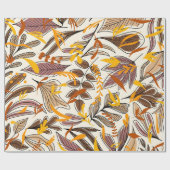 ブラウンモダン紅葉イラストレーションパターン ラッピングペーパー (フラット)