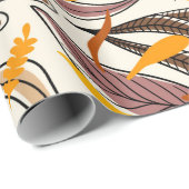 ブラウンモダン紅葉イラストレーションパターン ラッピングペーパー (ロールコーナー)