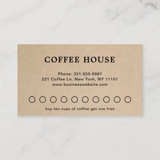ブラウンモダン素朴シンプルコーヒーかわいい ロイヤリティカード (裏面)