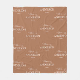 ブラウンモダン自然ファミリー名 フリースブランケット