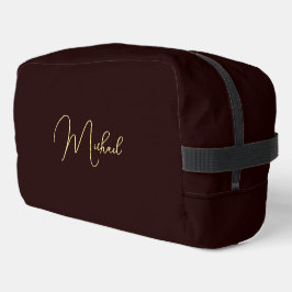 ブラウンモダン金ゴールドエレガントモノグラム旅行化粧品 ドップキット