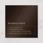 ブラウンモダン金ゴールドカスタムモノグラムプロフェッショナル スクエア名刺 (裏面)