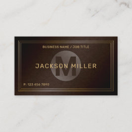 ブラウンモダン金ゴールドカスタムモノグラムプロフェッショナル 名刺