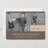 ブラウンモダン2フォトブロックシンプル卒業パーティー 招待状 (正面)