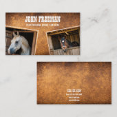 ブラウンモダン&ホワイトホースの写真ウマ科の 名刺 (正面/裏面)