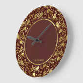 ブラウンモノグラムのと金ゴールドヴィンテージの減衰器 ラージ壁時計 (傾斜)