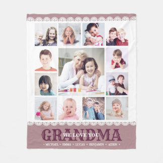 ブラウンモノグラムフォトコラージュフリースブランケット フリースブランケット